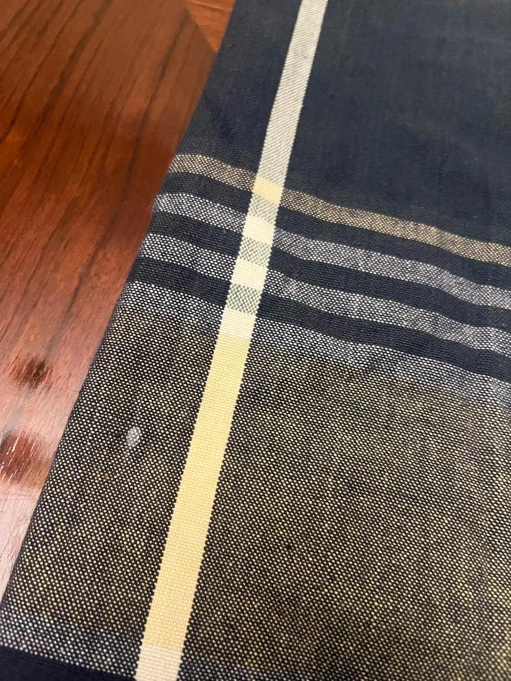 Plaid Shower Curtain Panel in Navy, Green & Yellow